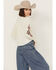 Image #4 - Shyanne Women's Tie-Front Embroidered Long Sleeve Snap Western Shirt, Cream, hi-res