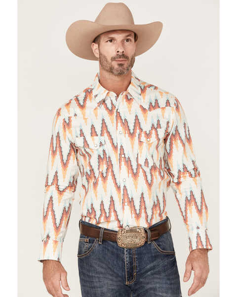 Image #1 - Dale Brisby Men's All-Over Digtal Print Long Sleeve Snap Western Shirt , Natural, hi-res