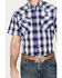 Rodeo Clothing Men's Plaid Print Short Sleeve Snap Western Shirt, Blue, hi-res