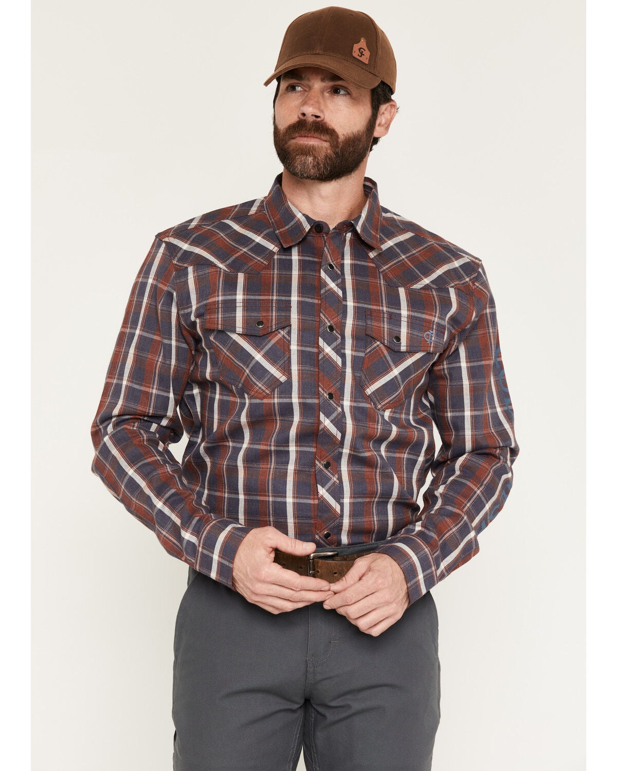 Image #1 - Cody James Men's FR McGregor Plaid Print Long Sleeve Snap Work Shirt, Red, hi-res