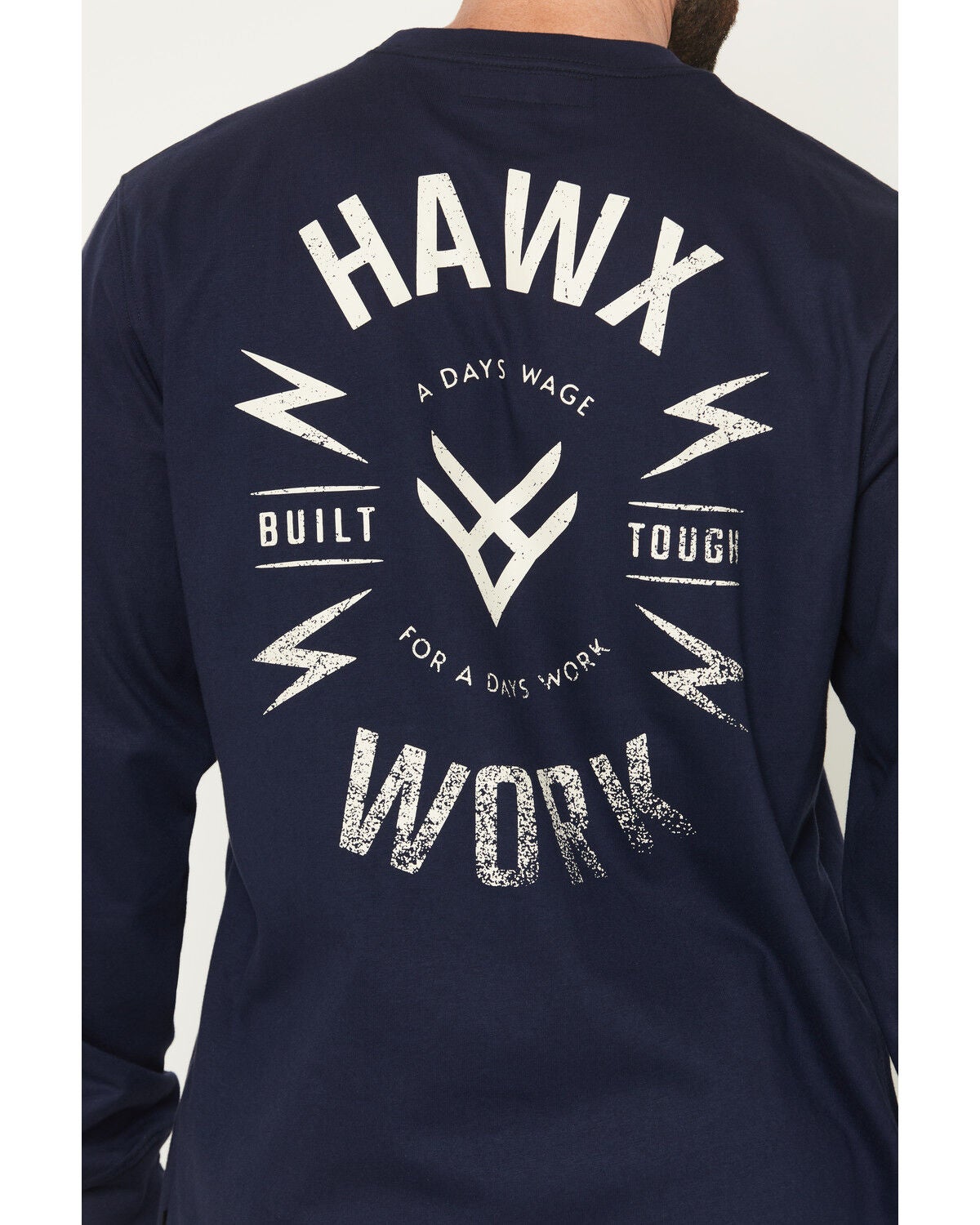Image #4 - Hawx Men's FR Built Tough Long Sleeve Graphic Work T-Shirt, Dark Blue, hi-res