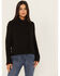 Shyanne Women's Cable Fringe Sweater , Black, hi-res