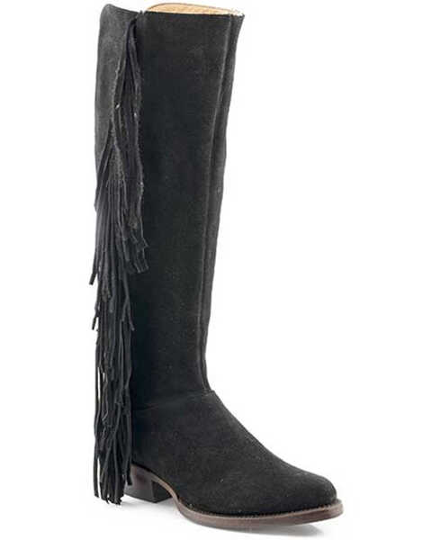 Image #1 - Stetson Women's Dani Suede Tall Western Boots - Snip Toe, Black, hi-res