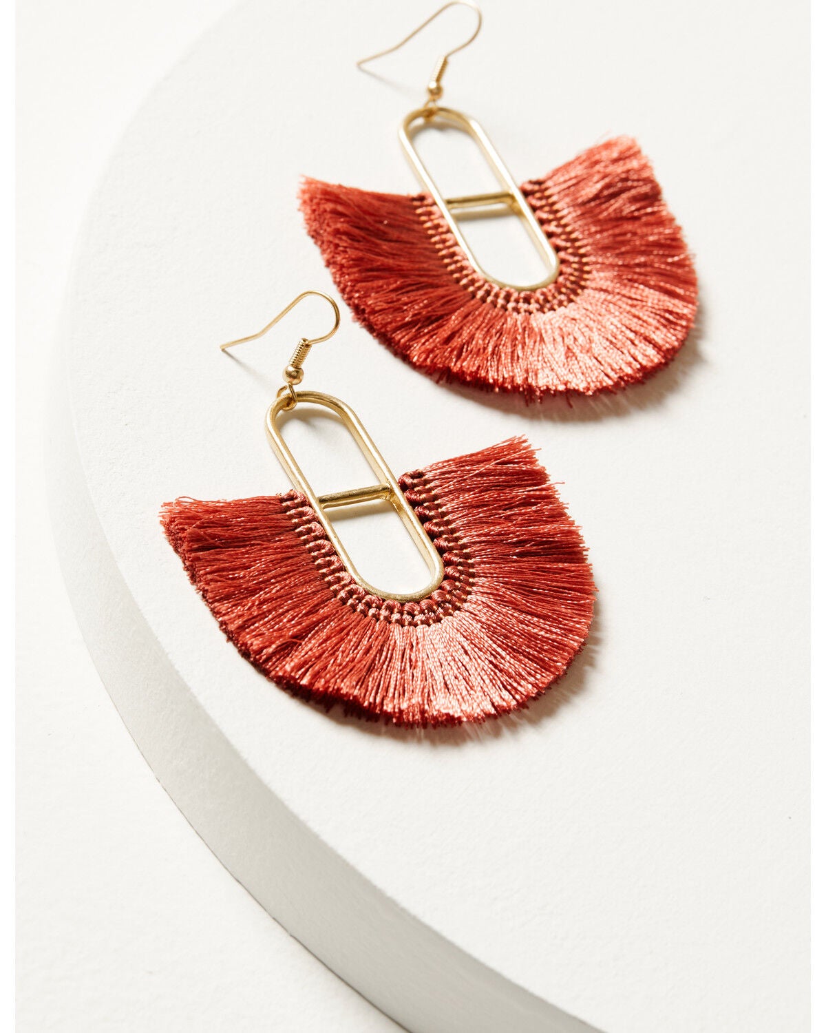 Shyanne Women's Golden Hour Red Fringe Earrings, Gold, hi-res