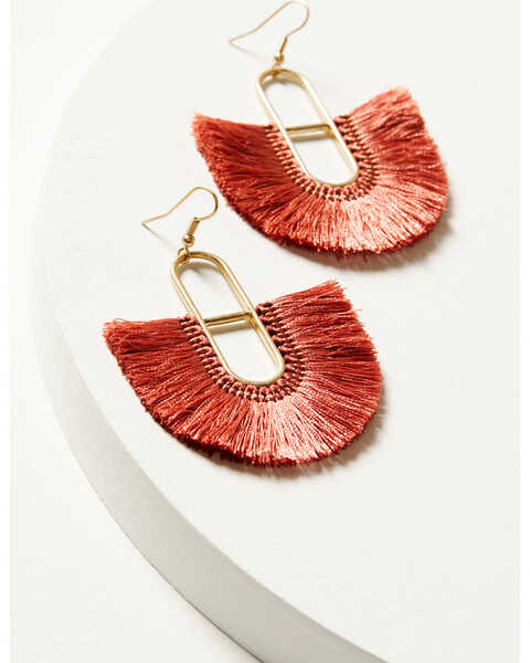 Image #1 - Shyanne Women's Golden Hour Red Fringe Earrings , Gold, hi-res
