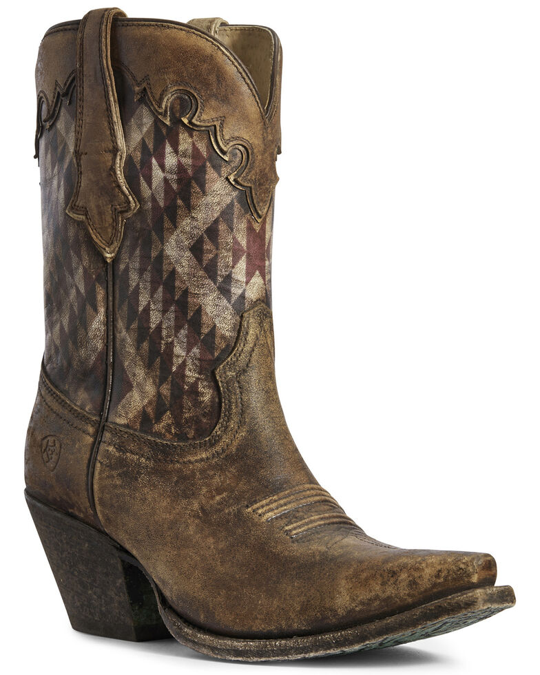 Ariat Women's Gemma Southwestern Print Western Boots - Snip Toe, Brown, hi-res
