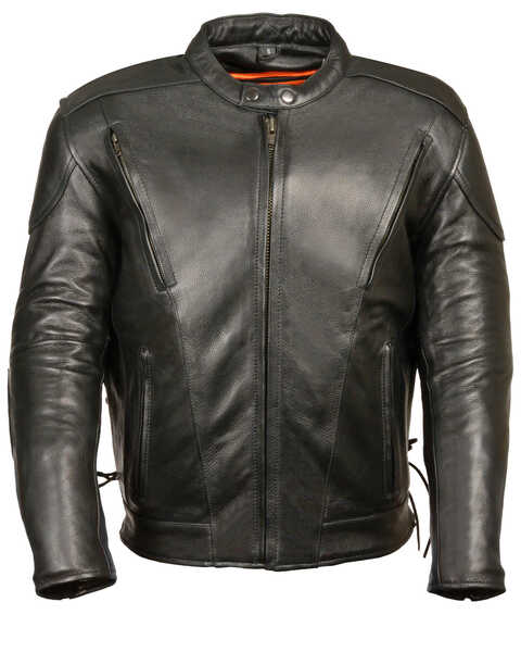 Image #1 - Milwaukee Leather Men's Side Lace Vented Scooter Jacket - 3X Tall, Black, hi-res