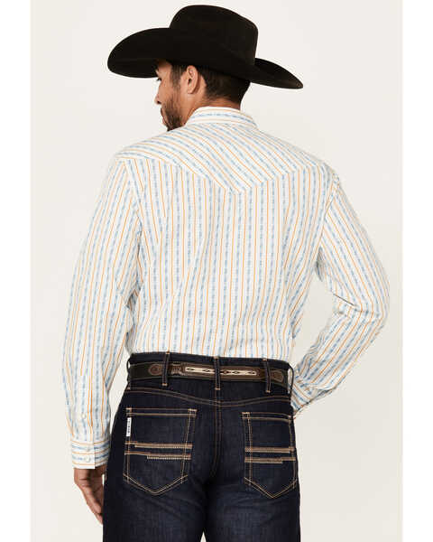Image #4 - Gibson Trading Co Men's Midway Vertical Striped Print Long Sleeve Snap Western Shirt , White, hi-res
