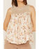 Wild Moss Women's Crochet Studded Yoke Flowy Tank Top, Cream, hi-res