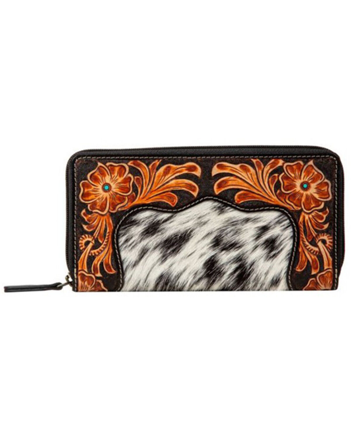 Image #1 - Myra Bag Women's Rose of the Desert Hand-Tooled Wallet, Black, hi-res