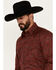 Image #2 - Rough Stock by Panhandle Men's Southwestern Print Long Sleeve Snap Western Shirt, Burgundy, hi-res