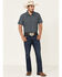 Rock & Roll Denim Men's Geo Print Short Sleeve Pearl Snap Western Shirt , Blue, hi-res