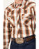 Image #3 - Cowboy Hardware Men's Hombre Plaid Print Long Sleeve Snap Western Shirt, Brown, hi-res