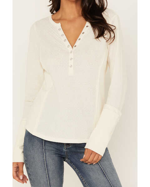 Idyllwind Women's Pearl Knit Henley Shirt, Ivory, hi-res
