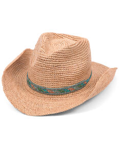 'ale by Alessandra Women's Renegade Raffia Cowgirl Hat, Natural, hi-res