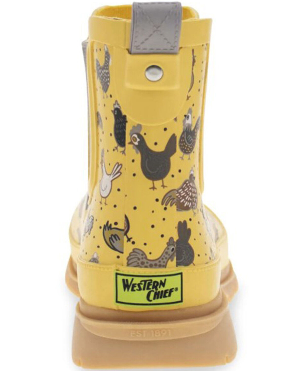 Image #5 - Western Chief Women's Hen Frenzy Chelsea Rain Boots - Round Toe, Yellow, hi-res