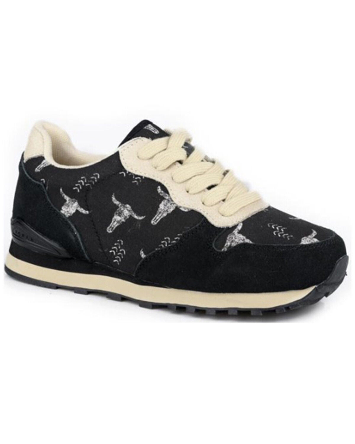 Roper Women's Giddy Up Long Horn Print Casual Shoes, Black, hi-res