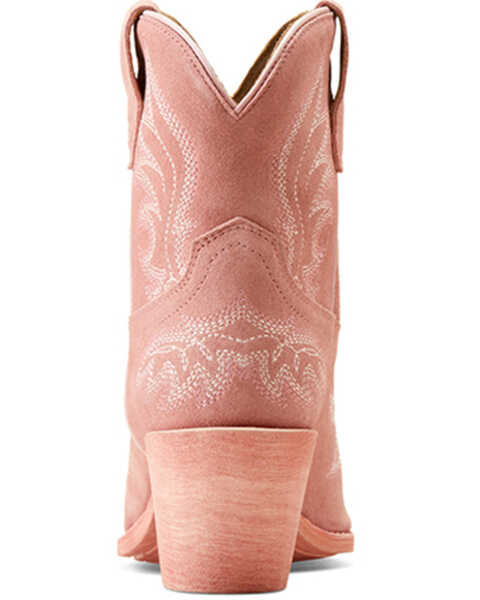 Image #3 - Ariat Women's Chandler Suede Western Booties - Snip Toe , Pink, hi-res