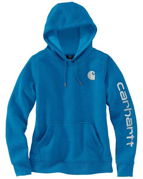 Image #2 - Carhartt Women's Relaxed Fit Midweight Logo Graphic Hoodie - Plus , Blue, hi-res