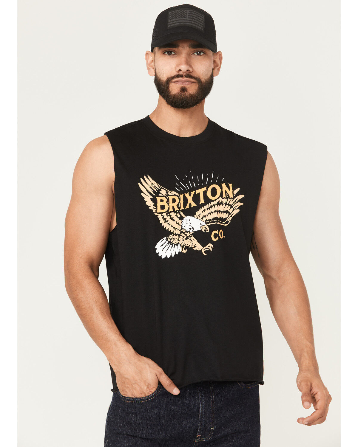 Image #1 - Brixton Men's Keller Eagle Muscle Tank, Black, hi-res