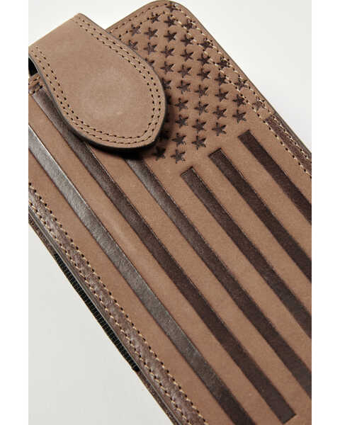 Cody James Men's American Flag Cell Phone Wallet, Brown, hi-res