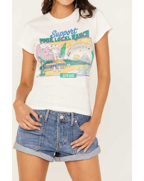 Image #3 - Wrangler Women's Support Your Local Ranch Rainbow Graphic Tee, Ivory, hi-res