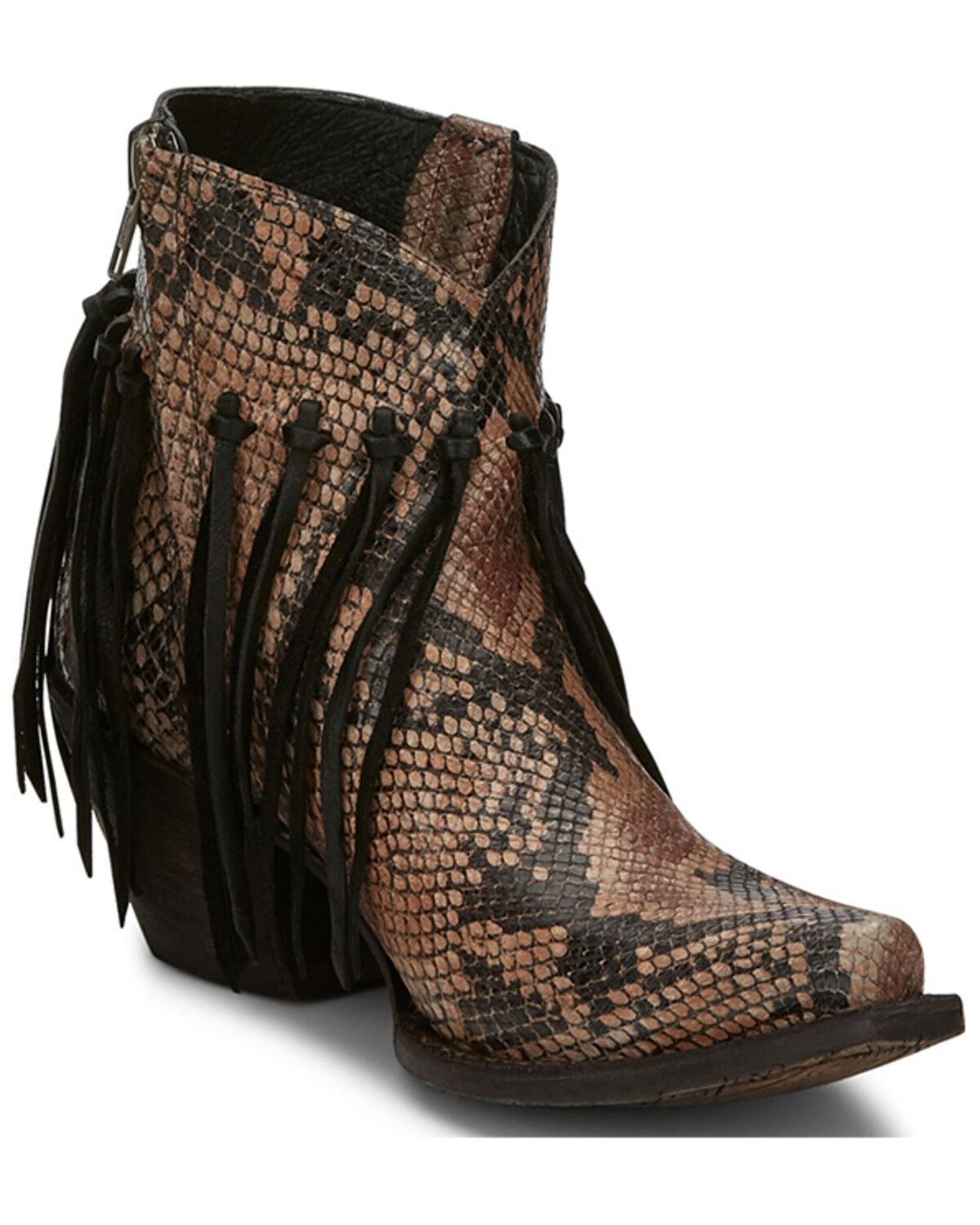 Image #1 - Tony Lama Women's Anahi Fringe Fashion Booties - Snip Toe, Tan, hi-res