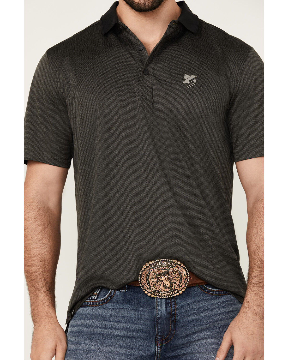 Image #3 - RANK 45® Men's Ace High Solid Short Sleeve Polo Shirt, Black, hi-res