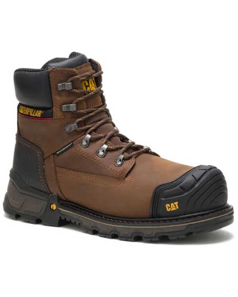 CAT Men's Excavator Waterproof Work Boots - Composite Toe, Dark Brown, hi-res