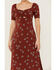 Image #3 - Lush Women's Ruched Front Midi Knit Dress, Rust Copper, hi-res