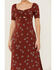 Lush Women's Ruched Front Midi Knit Dress, Rust Copper, hi-res
