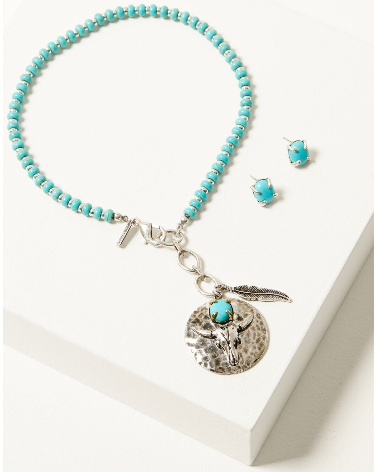 Shyanne Women's Americana Long Horn Pendant Jewelry Set - 2 Piece, Turquoise, hi-res