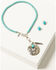 Image #1 - Shyanne Women's Americana Long Horn Pendant Necklace and Earring Set - 2 Piece , Turquoise, hi-res