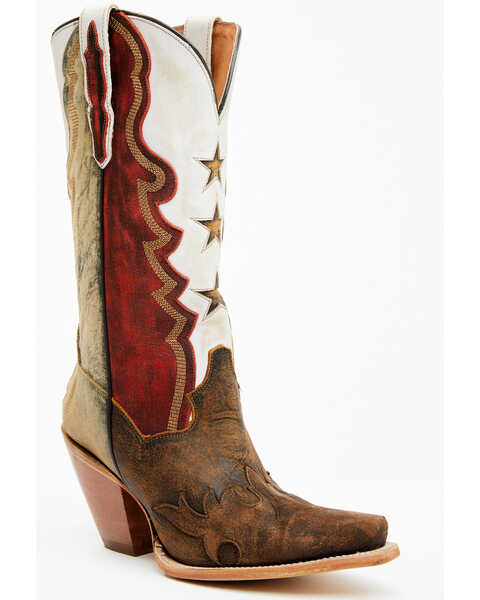 Image #1 - Dan Post Women's Senorita 13" Star Overlay Western Boots - Snip Toe, Multi, hi-res