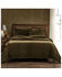 Image #1 - HiEnd Accents Green Stella Faux Silk Velvet 3-Piece King Quilt Set, Green, hi-res