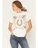 Image #1 - Idyllwind Women's Joyce Floral Horseshoe Short Sleeve Graphic Tee, Cream, hi-res