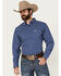 Image #1 - Ariat Men's Price Geo Print Fitted Long Sleeve Button-Down Western Shirt , Blue, hi-res