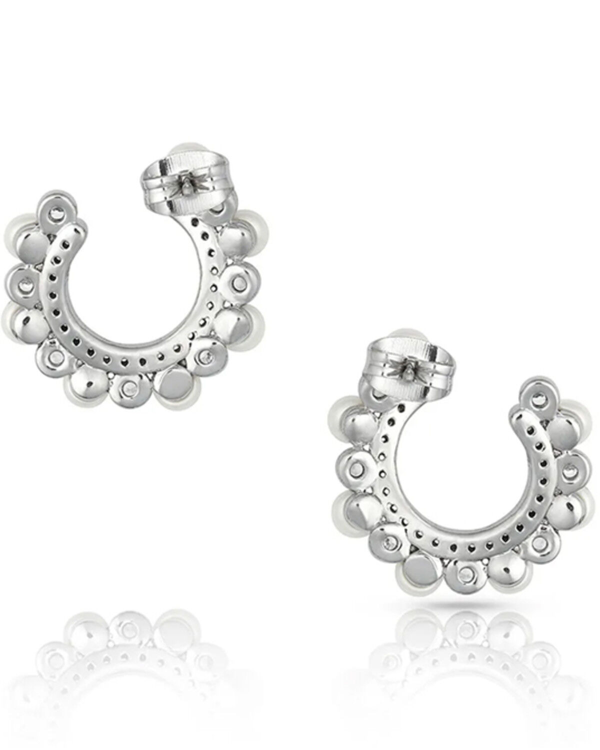 Image #2 - Montana Silversmiths Women's Horseshoe Pearl Earrings, Silver, hi-res