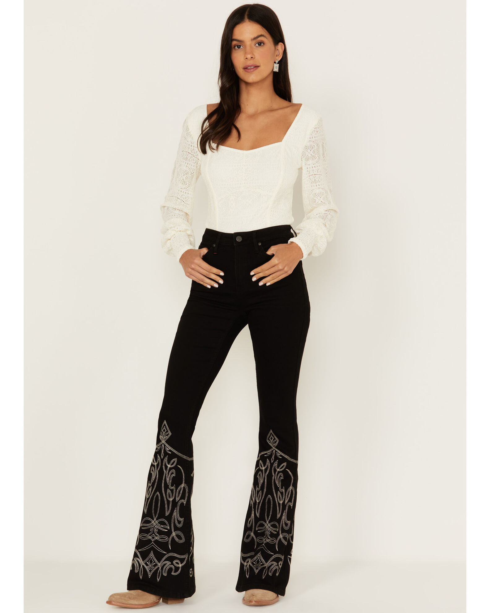 Image #1 - Idyllwind Women's Saddle Drive High Rise Bootcut Jeans, Black, hi-res
