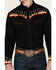 Image #3 - Scully Men's Music Note Flame Embroidered Long Sleeve Snap Western Shirt, Black, hi-res