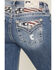 Image #2 - Miss Me Women's Medium Wash Mid Rise Americana Blowout Bootcut Stretch Denim Jeans, Medium Wash, hi-res