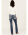 Image #1 - Miss Me Women's Medium Wash Mid Rise Embroidered Pocket Bootcut Jeans , Medium Blue, hi-res