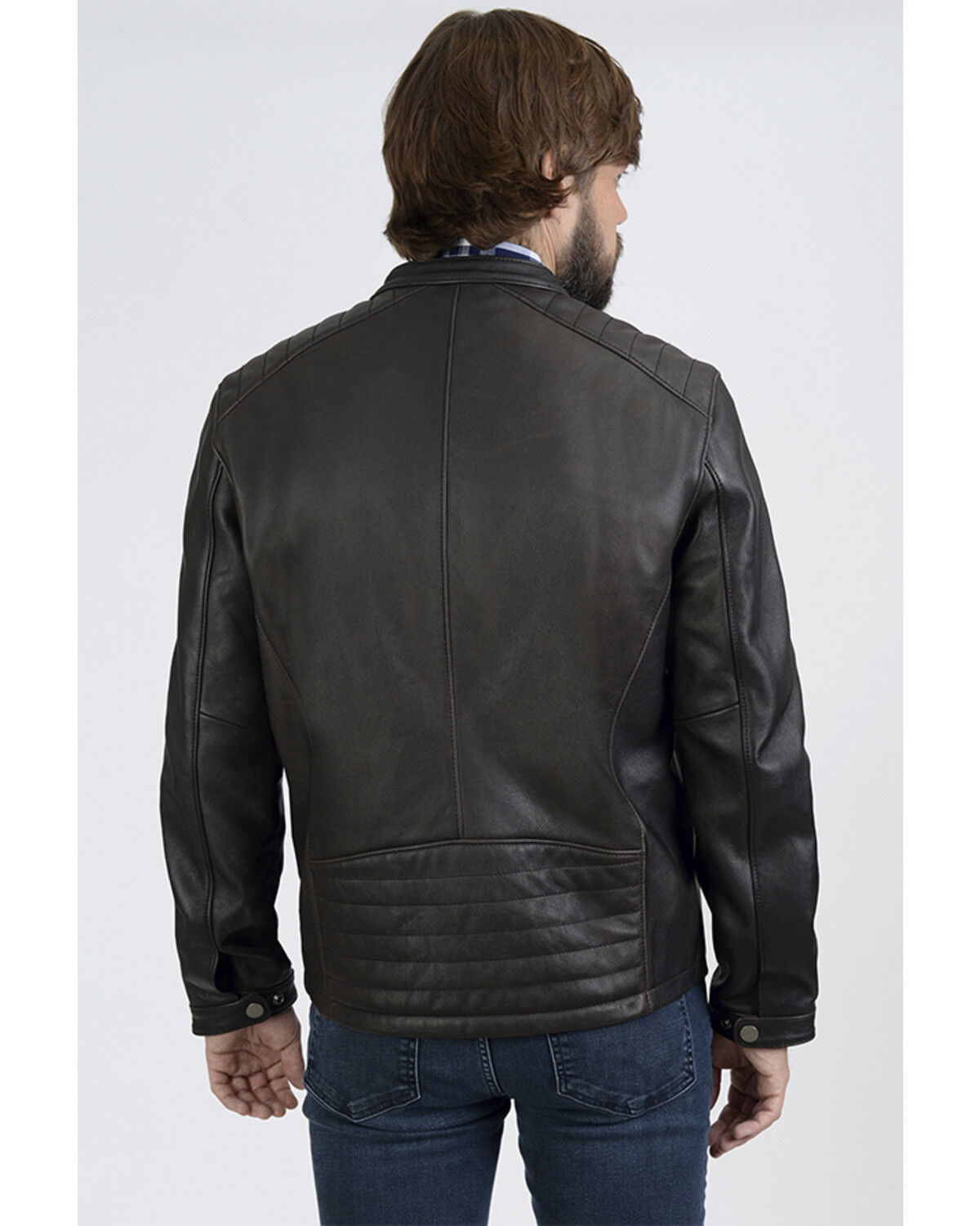 Image #3 - Frye Men's Racer Zip-Up Leather Jacket, Black, hi-res