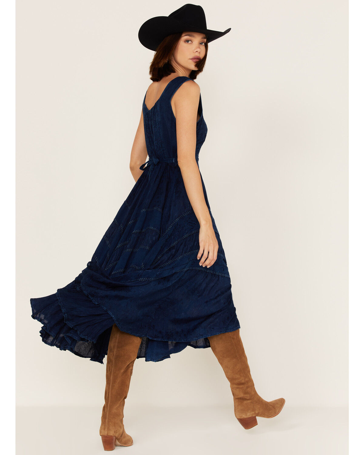 Image #5 - Scully Women's Lace-Up Jacquard Maxi Dress, Blue, hi-res