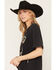 Image #2 - Nikxie Women's Hold Your Horses Braided Neck Short Sleeve Graphic Tee, Black, hi-res