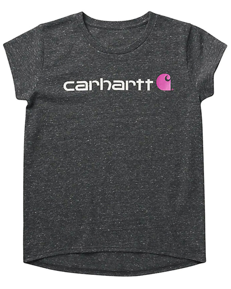 Carhartt Youth Girls' Core Logo Heather Tee, Grey, hi-res