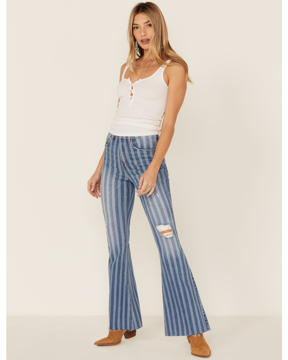 Cello Women's Stripe Destruction Flare Jeans | Sheplers Cello Women's Stripe Destruction Flare Jeans | Sheplers