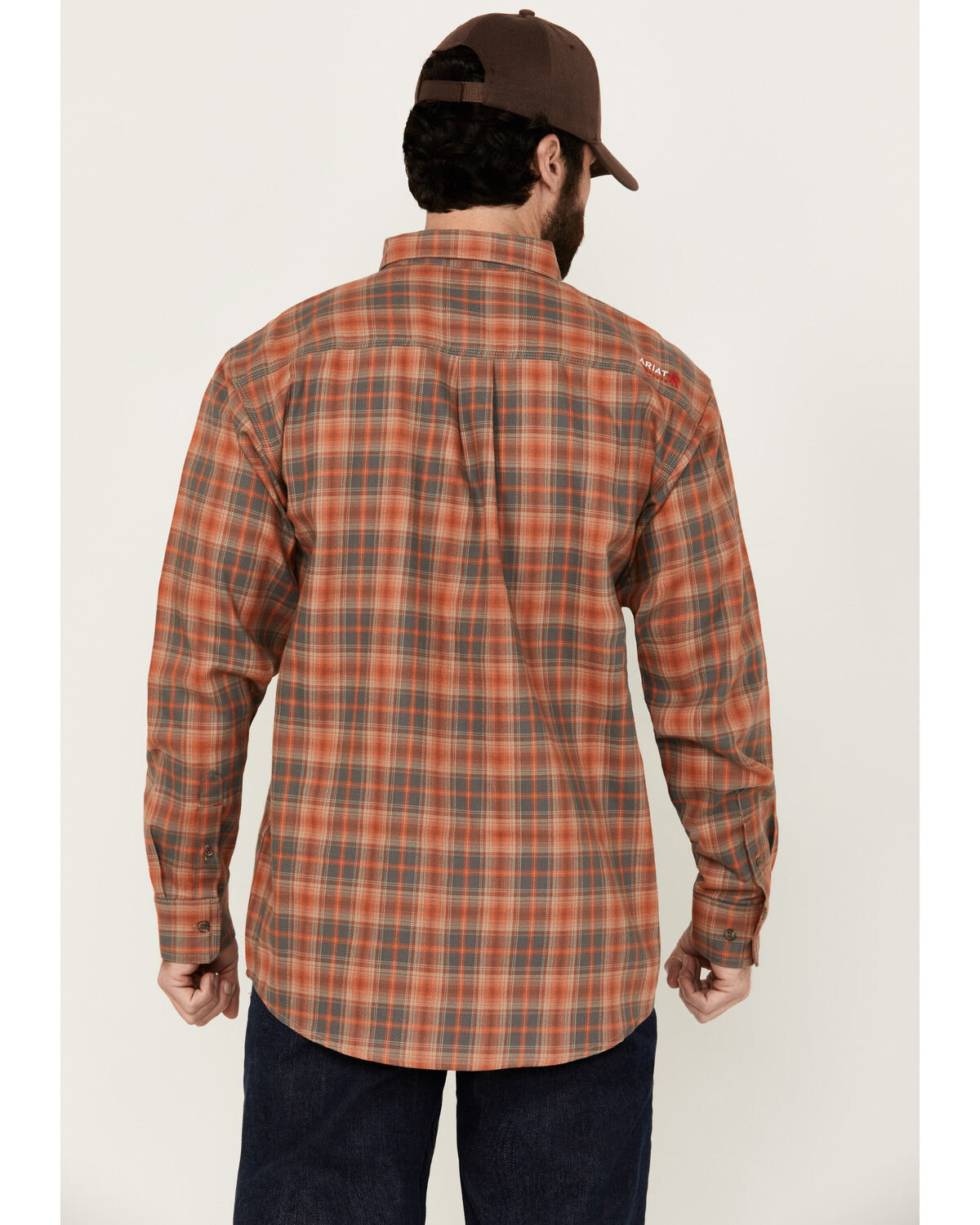 Image #4 - Ariat Men's FR Olympic Long Sleeve Button-Down Work Shirt, Beige, hi-res