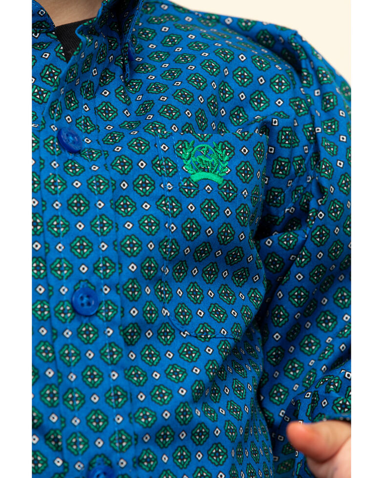 Cinch Toddler Boys Royal Blue Geo Print Long Sleeve Western Shirt