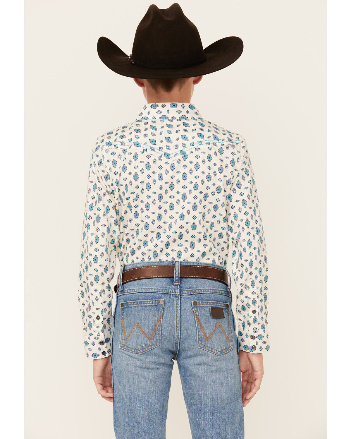 Image #4 - Cody James Boys' Geo Print Long Sleeve Snap Western Shirt, Ivory, hi-res
